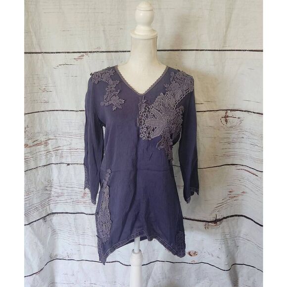 Johnny Was Embroidered V Neck Tunic Size XS - Picture 1 of 6